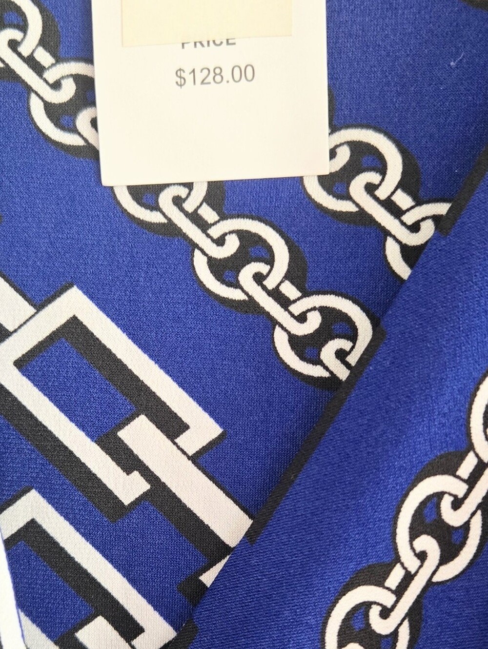 PEA IN A POD Womens Blue Chain Print 3/4 Sleeve Stretch Wrap Jersey Dress Medium - Picture 3 of 9